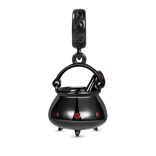 Witch Cauldron Pendant Dangle Charm 925 Sterling Silver Inlai with Ruby Gemstones_1