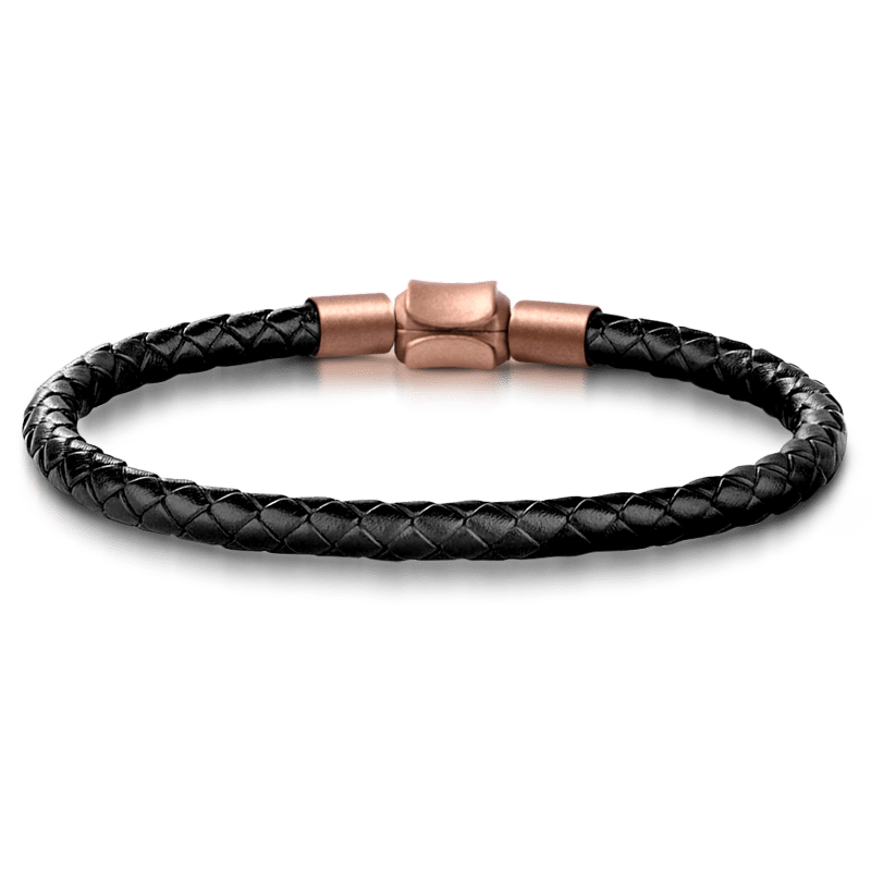 Samurai and Mount Fuji Men's Vintage Bead S925 Sterling Silver with Gift Copper Black Leather Men's Bracelet Jewelry for Men_3
