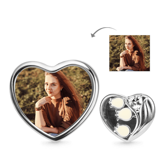 Lily of the Valley Personalized Photo Charm Bead 925 Sterling Silver_1