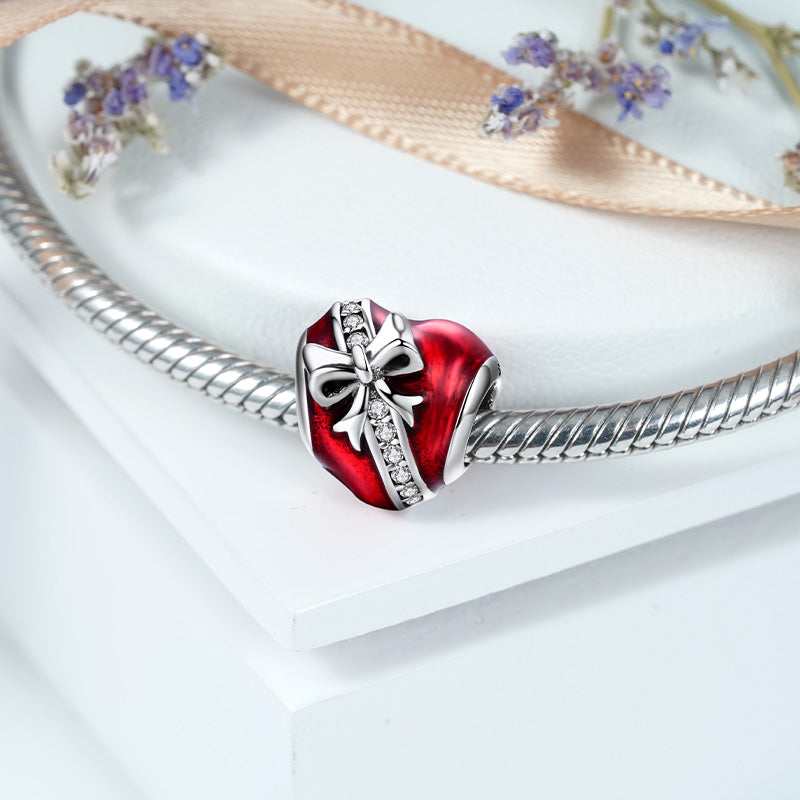 Red Heart Gift Charm Bead 925 Sterling Silver with Enamels_2