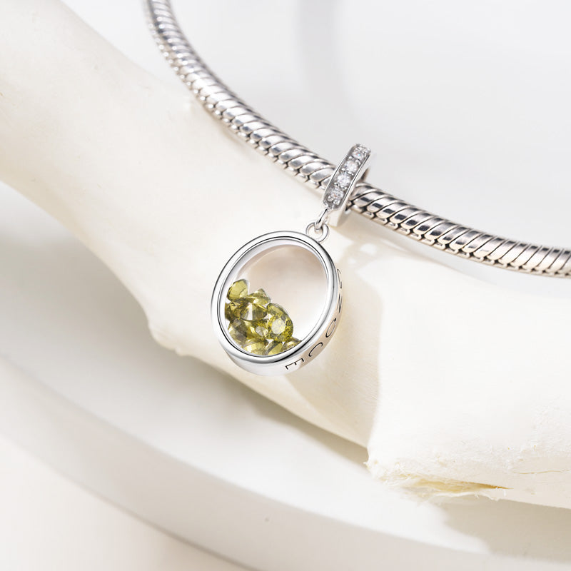 Oval-shape Birthstone Pendant Dangle Charm 925 Sterling Silver_2