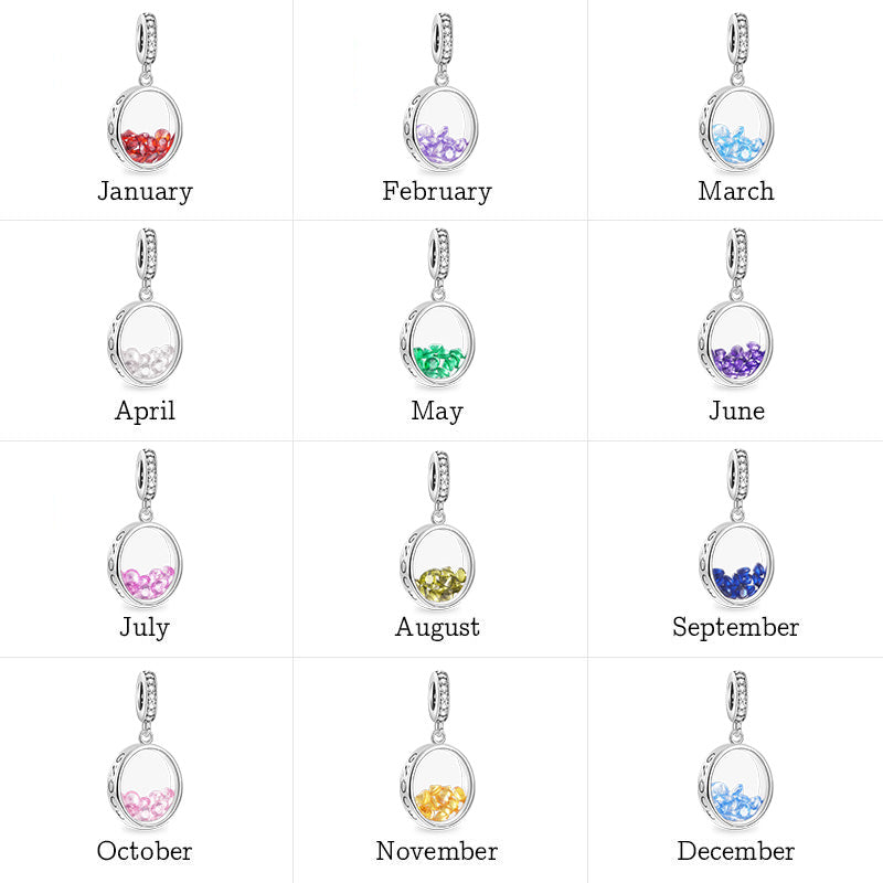 Oval-shape Birthstone Pendant Dangle Charm 925 Sterling Silver_4