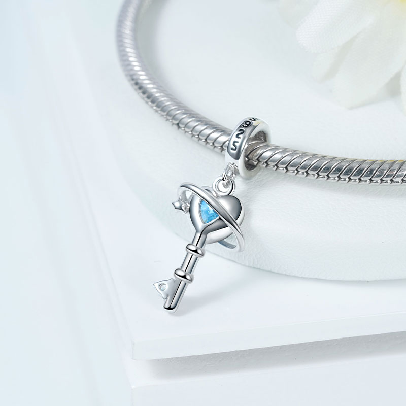 Blue Planet Key Pendant Dangle Charm 925 Sterling Silver_2