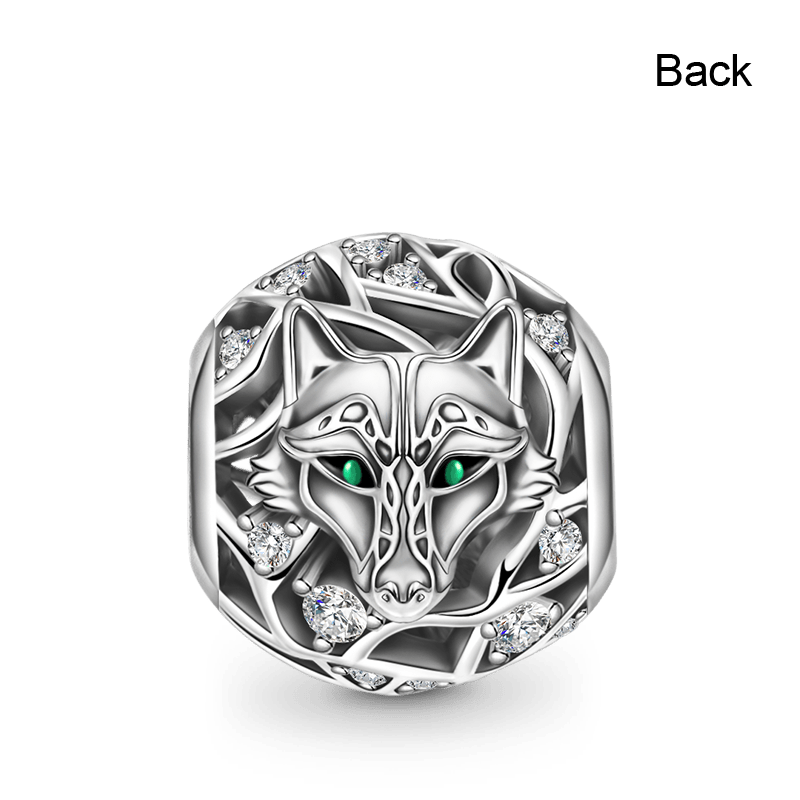Wolf Charm Bead 925 Sterling Silver Inlaid with Crystal Zircon Stons_2