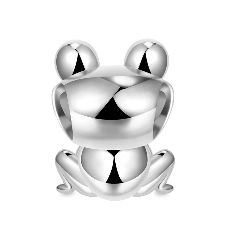 Cute Frog Embraces Heart Gemstone Charm Bead Sterling Silver_2