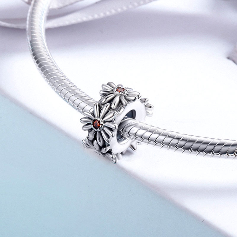 Daisy Wreath Stopper for Charm Bracelets 925 Sterling Silver_2