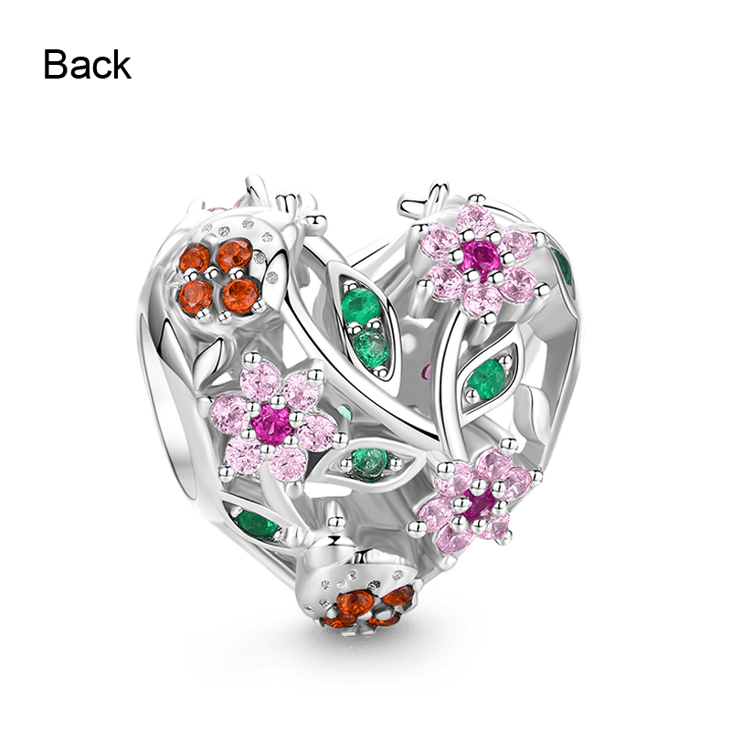 Colorful Ladybug Charm Bead S925 Sterling Silver Inlaid with Gemstones_2