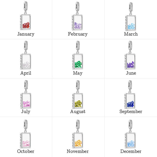 Rectangle-shape Birthstone Pendant Dangle Charm 925 Sterling Silver_4