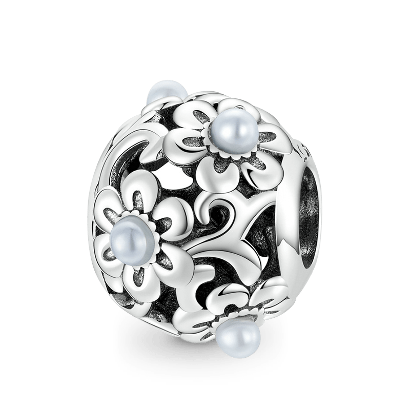 Floral Charm Bead 925 Sterling Silver with Pearls_1