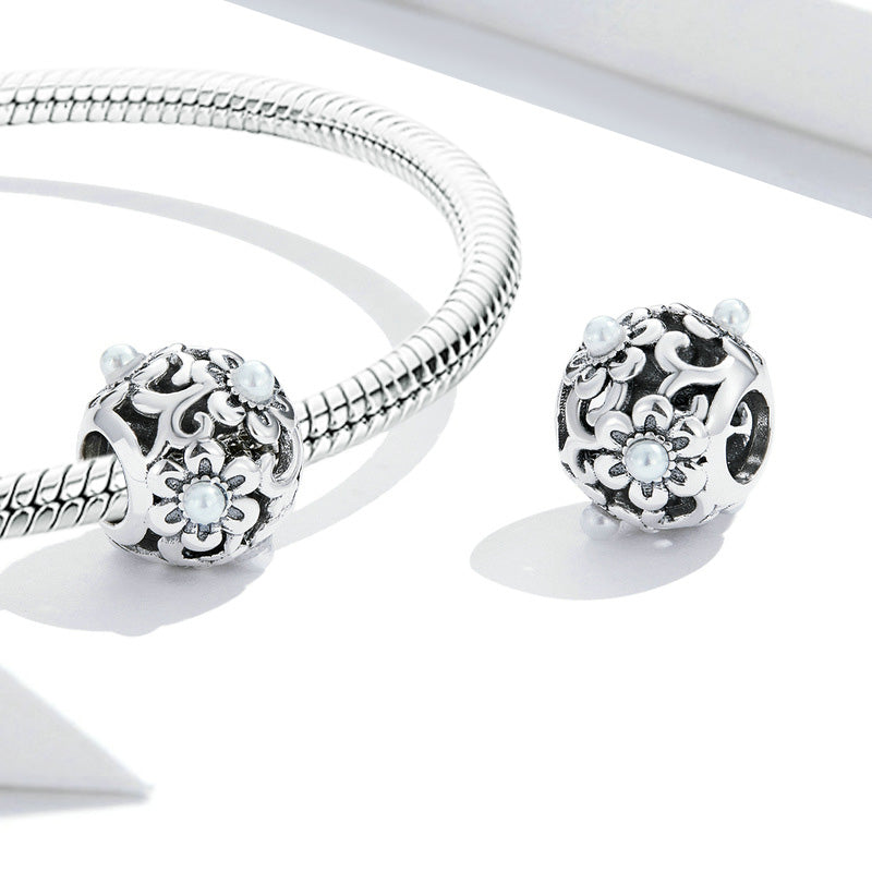 Floral Charm Bead 925 Sterling Silver with Pearls_2