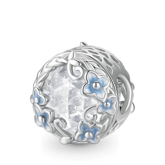 Hydrangea Flower Garden Charm Bead 925 Sterling Silver with Gradient Blue Enamels_1