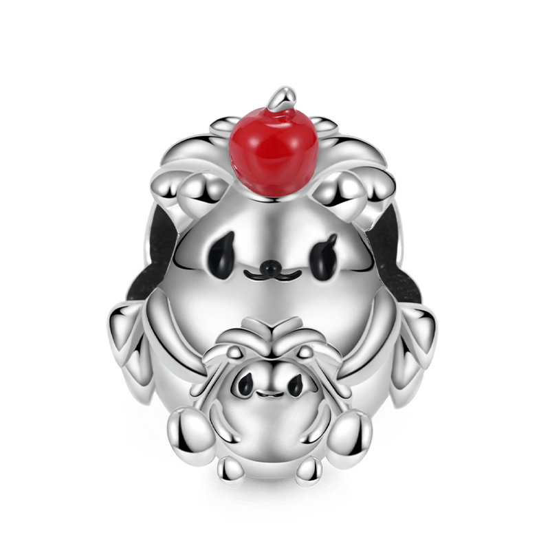Embrace Love Hedgehog & Baby Charm Bead 925 Sterling Silver with Black Enamels_1