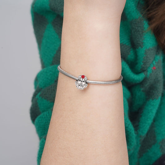 Embrace Love Hedgehog & Baby Charm Bead 925 Sterling Silver with Black Enamels_4