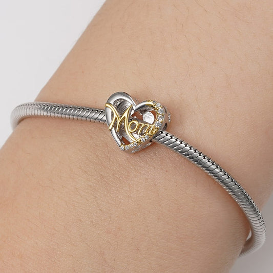 Mom Hugs Baby Charm Bead Sterling Silver 18K Gold Plated inlaid with Stones Mother's Day Gift_7