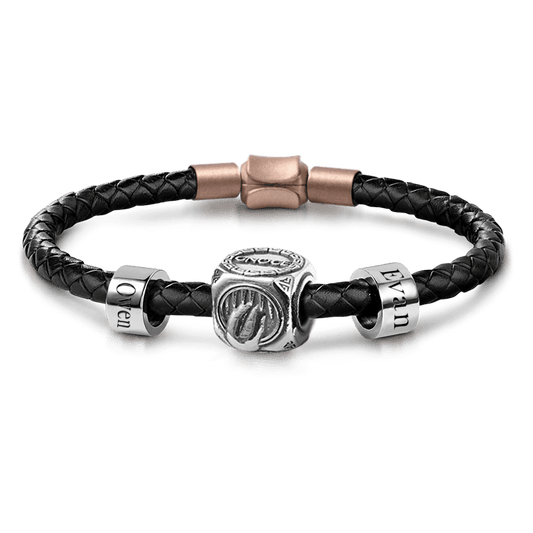 Eye Vintage Bead & Customized Classic Beads S925 Sterling Silver with Gift Copper Black Leather Men's Bracelet Jewelry for Men_1