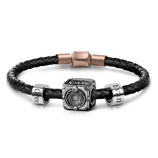 Angel of Victory Vintage Bead & Customized Classic Beads S925 Sterling Silver with Gift Copper Black Leather Men's Bracelet Jewelry for Men_1