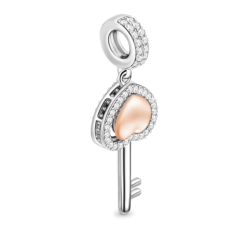 GNOCE "Let Me Open Your Heart" 925 Sterling Silver Key Pendant with 18K Rose Gold Plated Heart_2