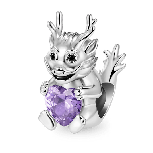 Dragon Embraces Heart Gemstone Charm Bead 925 Sterling Silver_1
