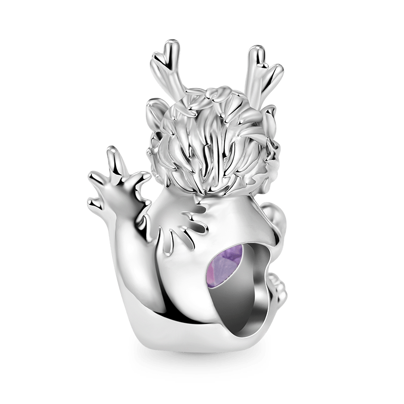 Dragon Embraces Heart Gemstone Charm Bead 925 Sterling Silver_2