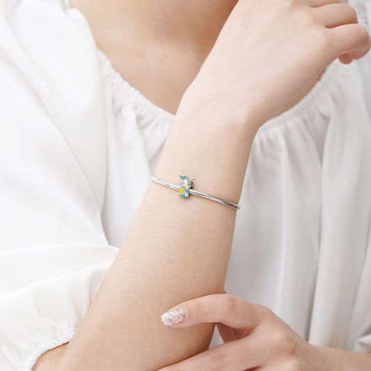 Cool Lemon Drink Charm Bead 925 Sterling Silver with Enamels & CZ Stones_3