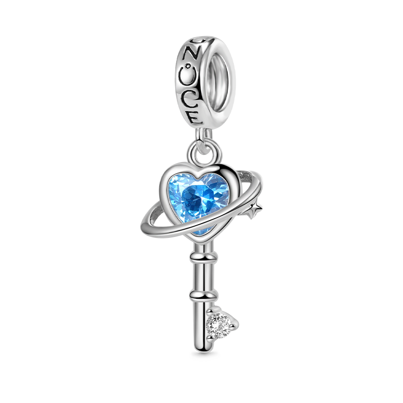 Blue Planet Key Pendant Dangle Charm 925 Sterling Silver_1
