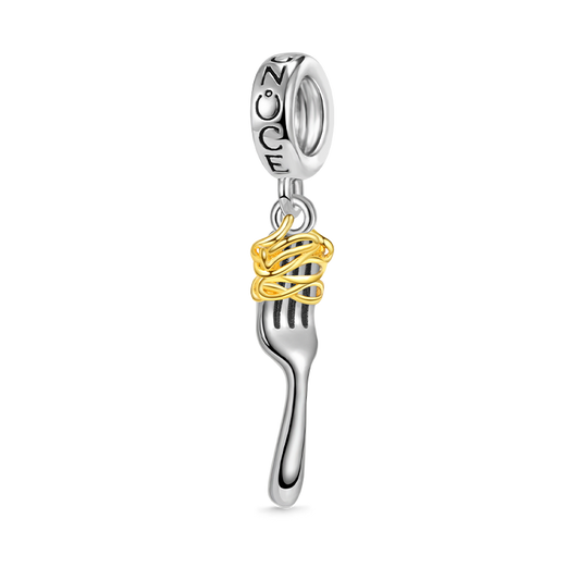 Fork & Pasta Pendant Dangle Charm 925 Sterling Silver_1