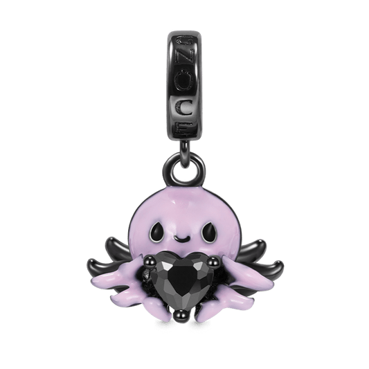 Octopus Double-sided Embrace Hearts Gemstones Pendant Dangle Charm 925 Sterling Silver_1