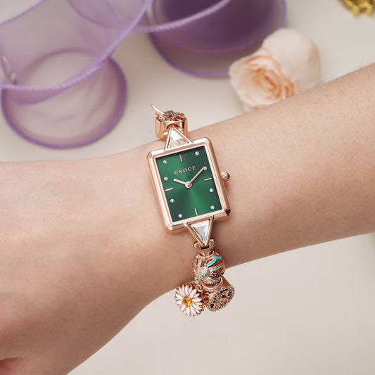 Bracelet Square Watch 18k Rose Gold Plated can be Personalized with Charms_4