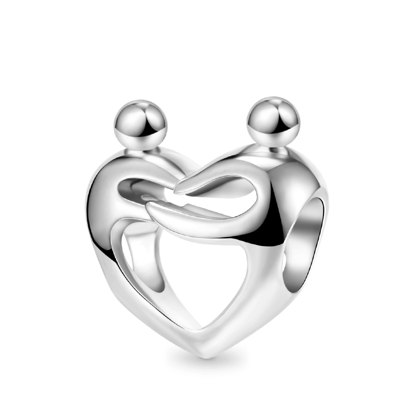 Lover Embraces Heart Charm Bead 925 Sterling Silver_1