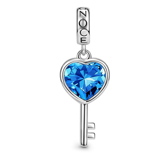 Gnoce Blue Love Heart Key Pendant Dangle Charm_1