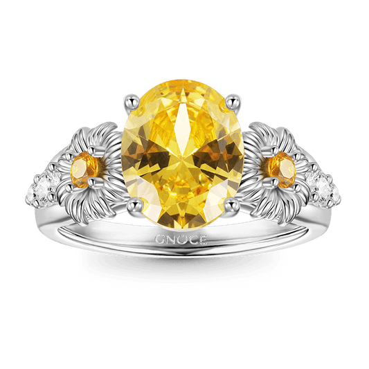 Gnoce Flower Oval Cut Promise Ring_1