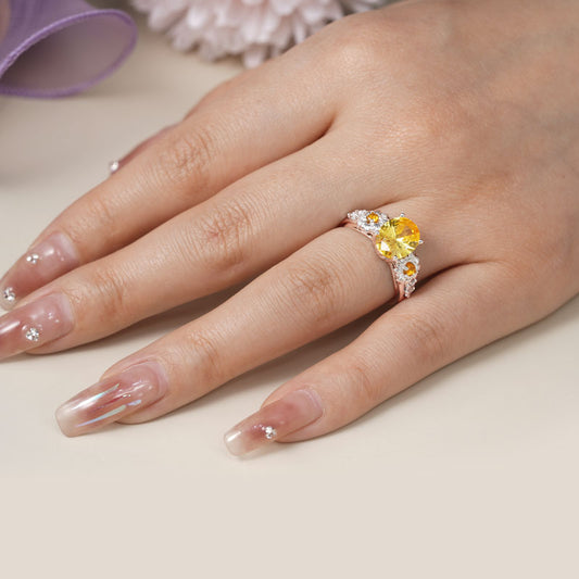 Gnoce Flower Oval Cut Promise Ring_4