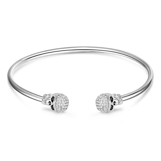 Gnoce Sparkling Skull Open Removable Bangle Bracelet_1