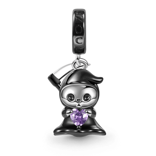 Grim Reaper Embraces Heart Gemstone Pendant Dangle Charm 925 Sterling Silver_1