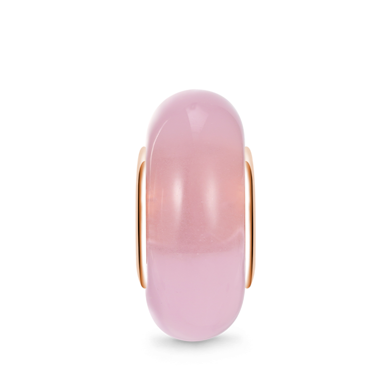 Natural Rose Quartz Charm Bead 925 Sterling Silver 18K Rose Gold Heart Hole_1