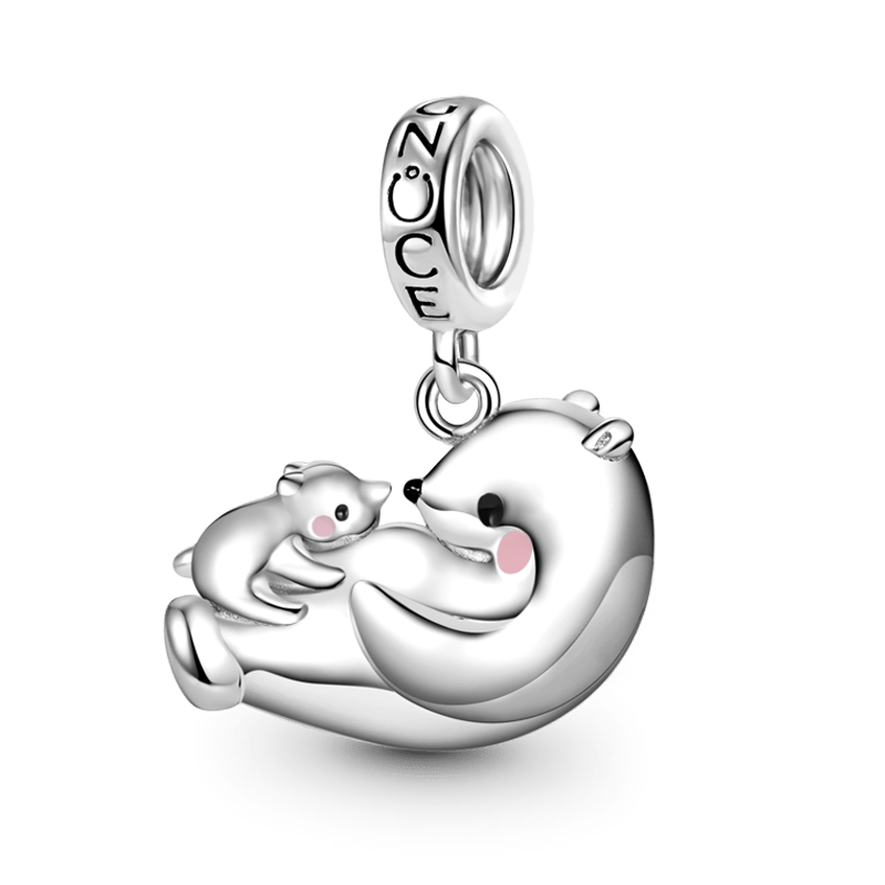 Gnoce Embrace Love Polar Bear & Baby Pendant Dangle Charm_1