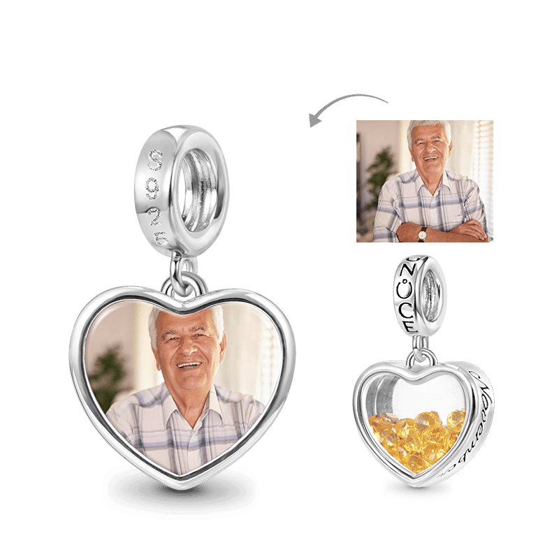 Gnoce Nov.Birthstone Heart Personalized Photo Pendant Dangle Charm_1