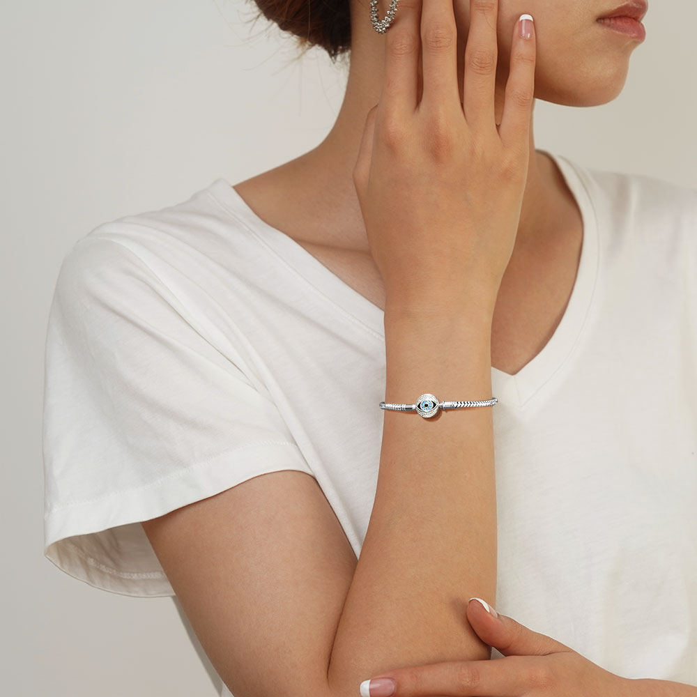 Gnoce Devil's Eye Basic Snake Chain Bracelet_4