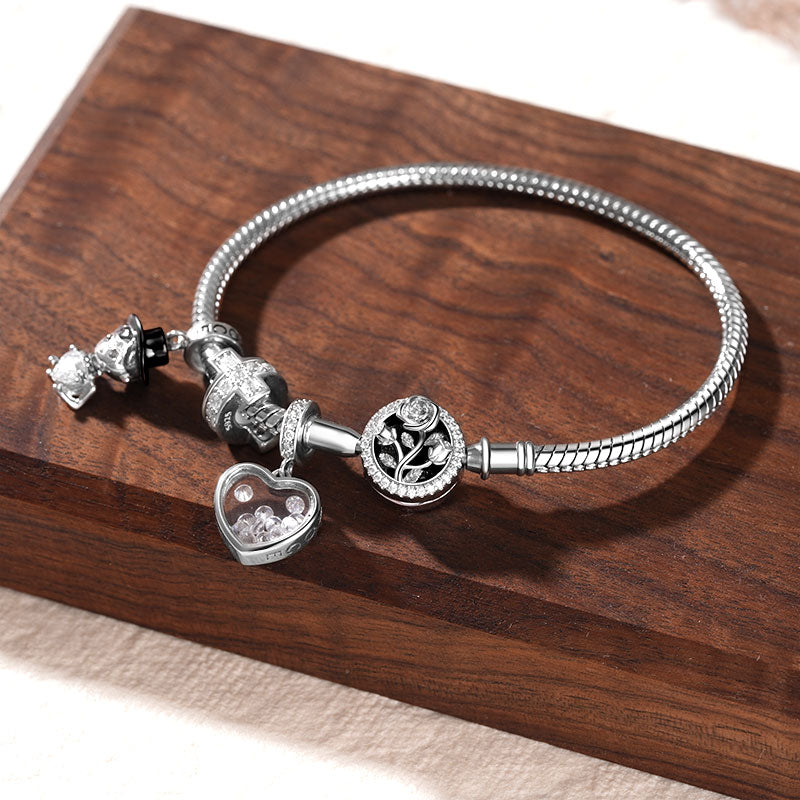 Gnoce Rose Flower Engravable Basic Snake Chain Bracelet_3