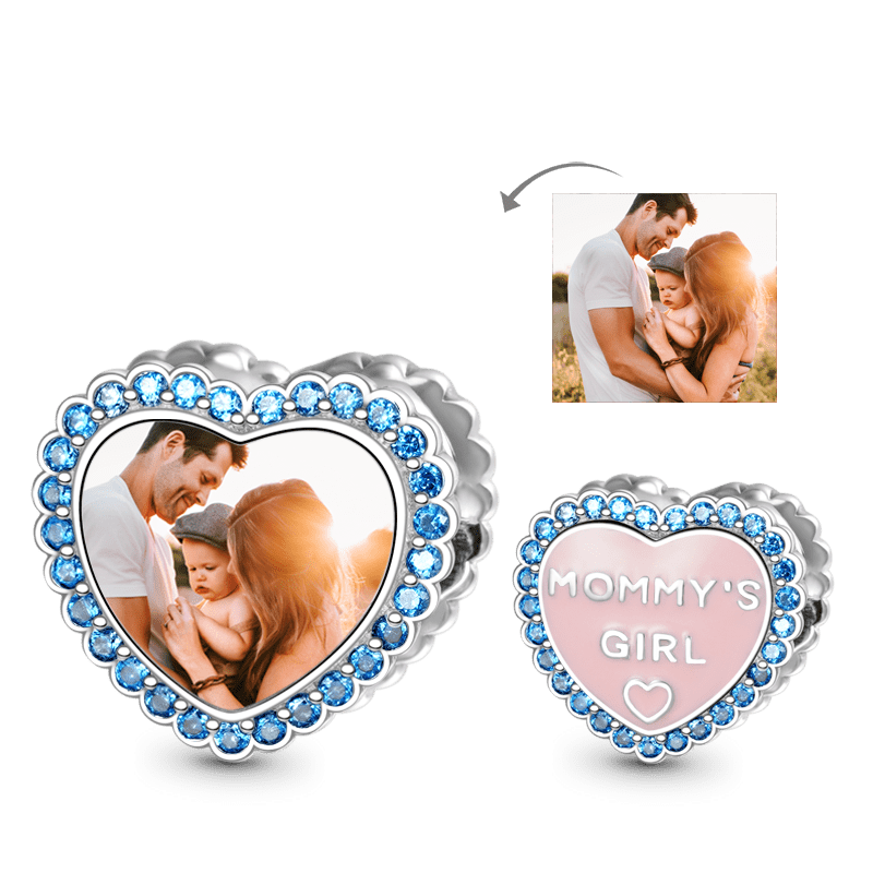 Gnoce "Mommy's Girl" Pink Heart Personalized Photo Charm_1