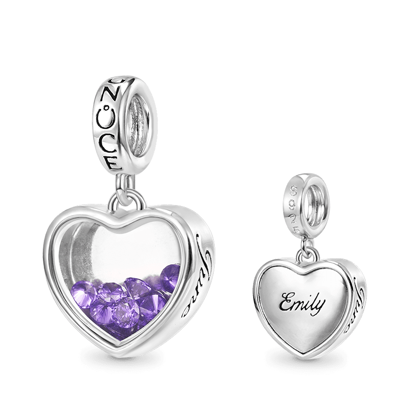 Gnoce Jun.Birthstone Heart Engravable Pendant Dangle Charm_1