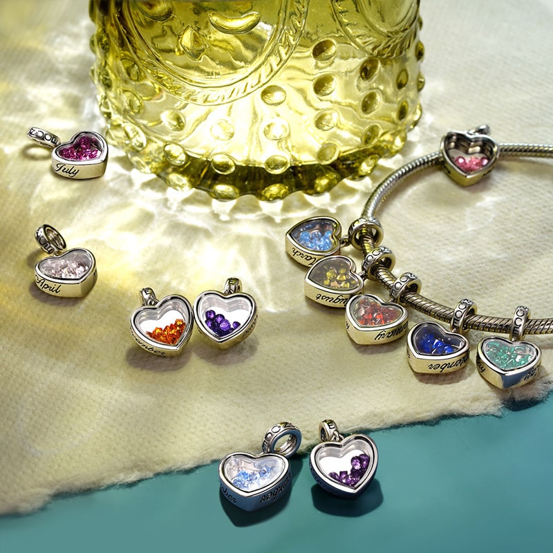 Gnoce Sep.Birthstone Heart Engravable Pendant Dangle Charm_2