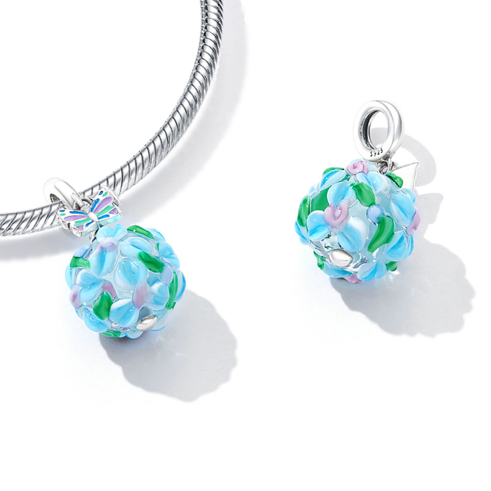 Gnoce Butterfly & Flowers Globe Pendant Dangle Charm_2