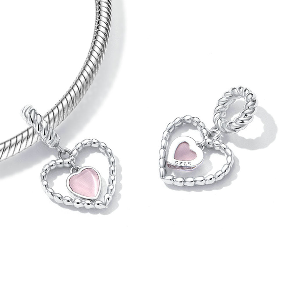 Gnoce Pink Heart Love Pendant Dangle Charm_2
