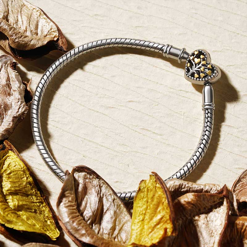 Gnoce Tree of Life Heart Basic Snake Chain Bracelet_4