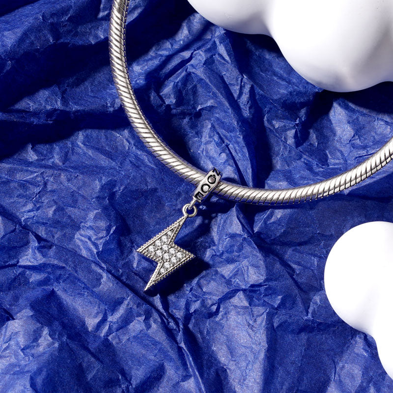 Gnoce Sparkling Lightning Bolt Pendant Dangle Charm_3