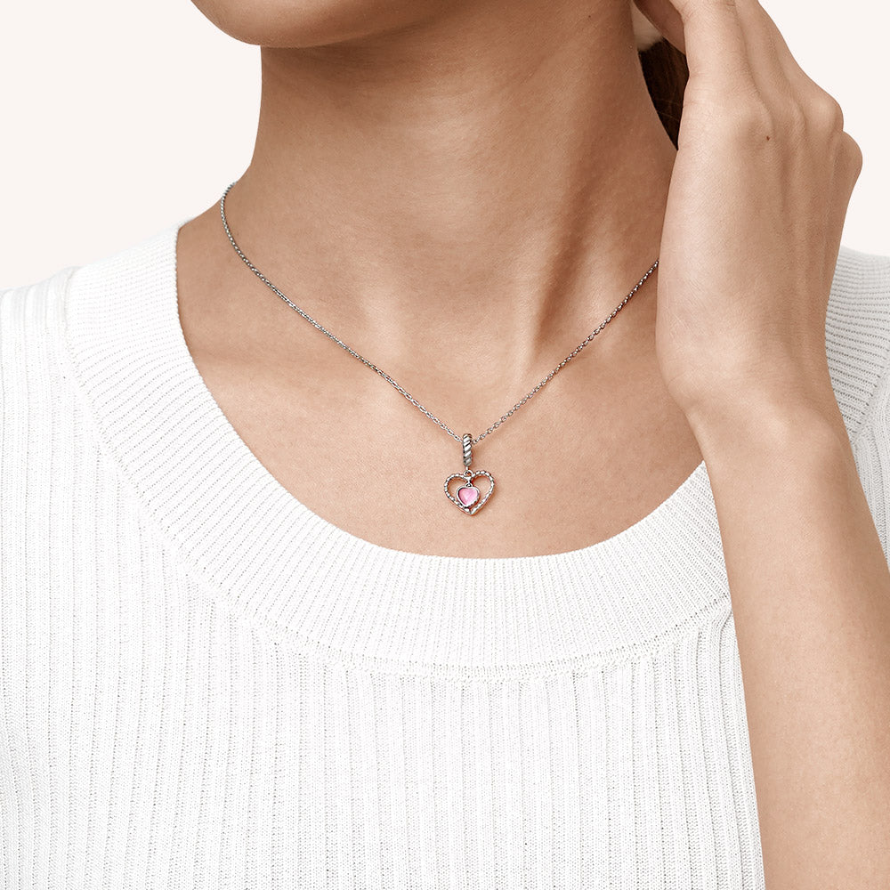 Gnoce Pink Heart Love Pendant Dangle Charm_5