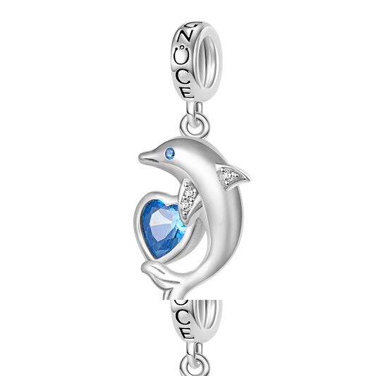 Gnoce Dolphin Embraces Heart Gem Pendant Dangle Charm_1