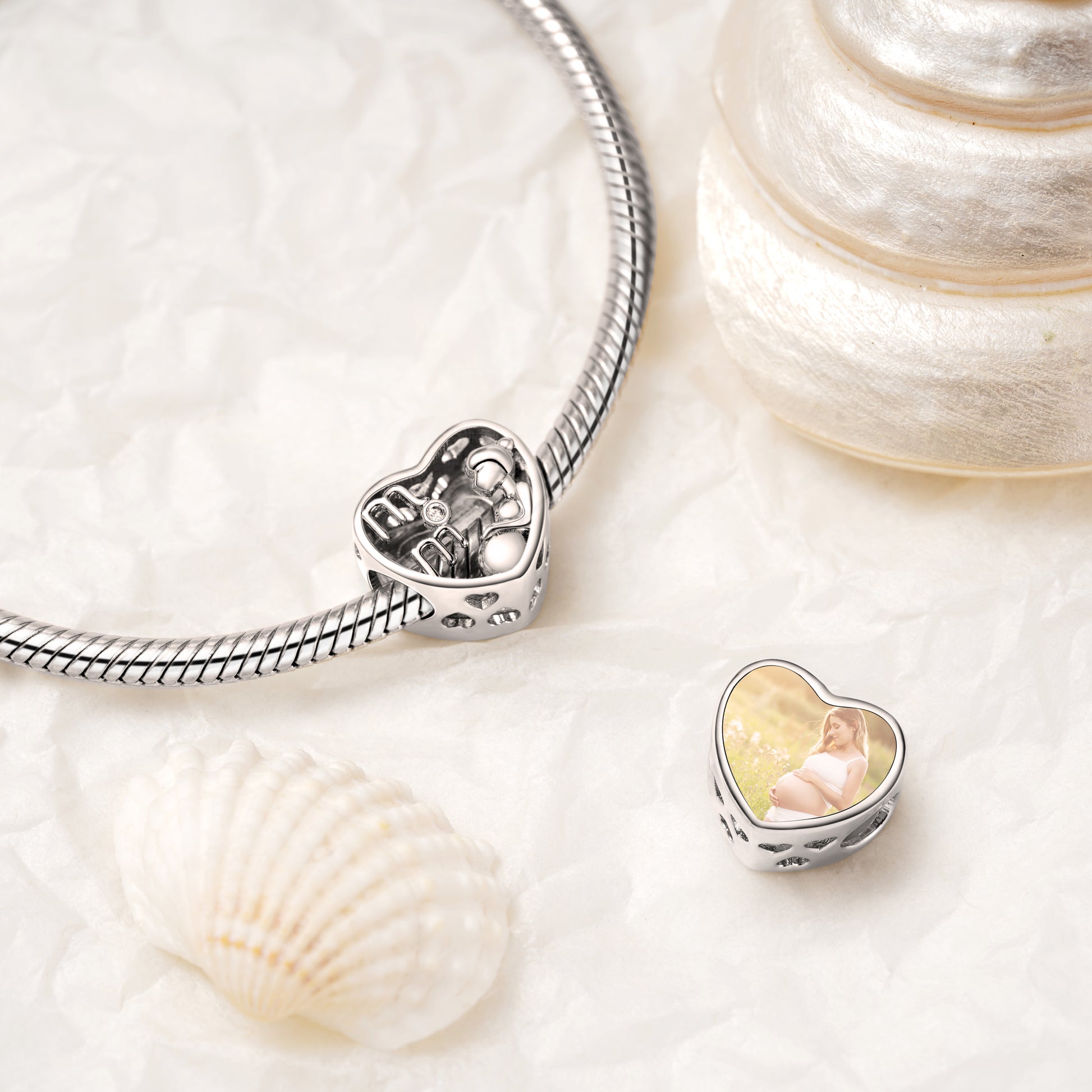 Gnoce Mother Love Heart Personalized Photo Charm_2