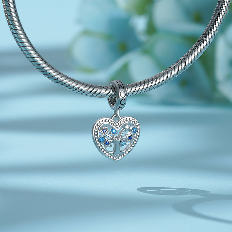 Gnoce Star Tree of Life Heart Pendant Dangle Charm_3